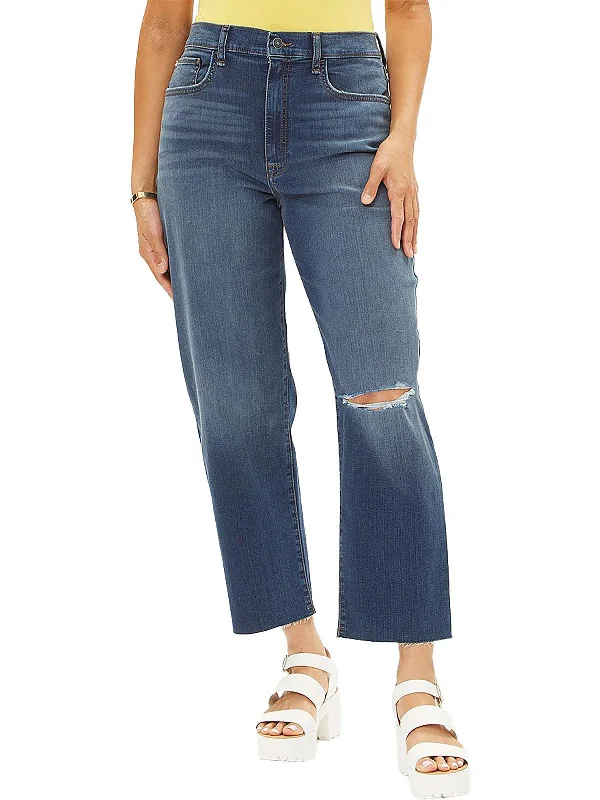 Travel Jeans for On-the-go -Kass Womens High-Rise Ankle Straight Leg Jeans