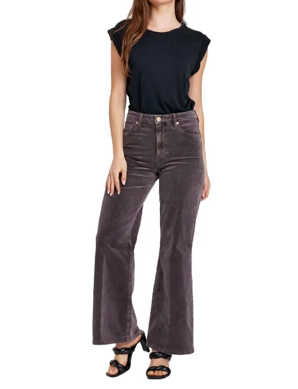 Denim Jeans for Durability -Fiona Cord High Rise Wide Leg Jeans In Espresso