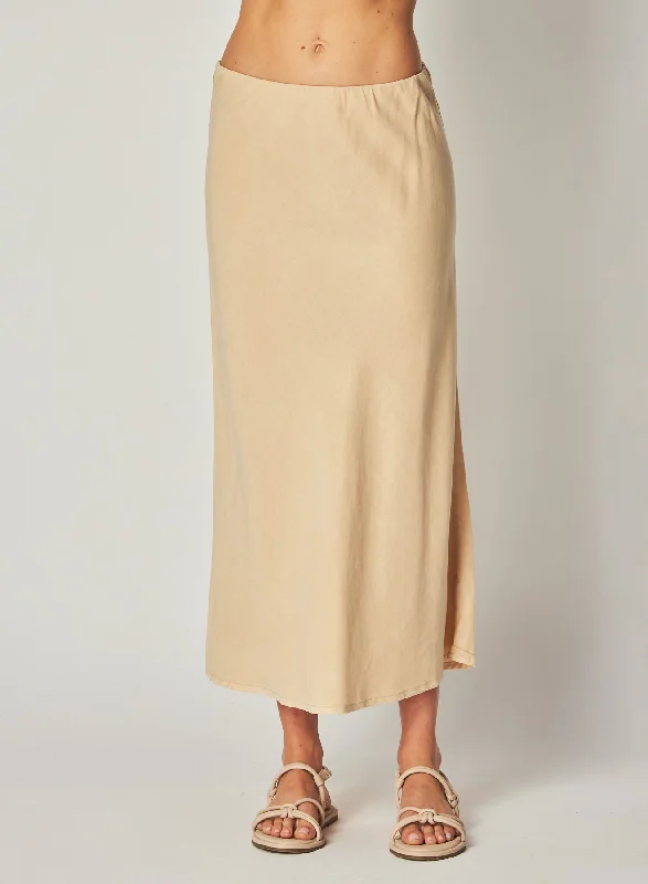 Vintage Dresses for Nostalgia -Bias Midi Skirt - Summer Khaki