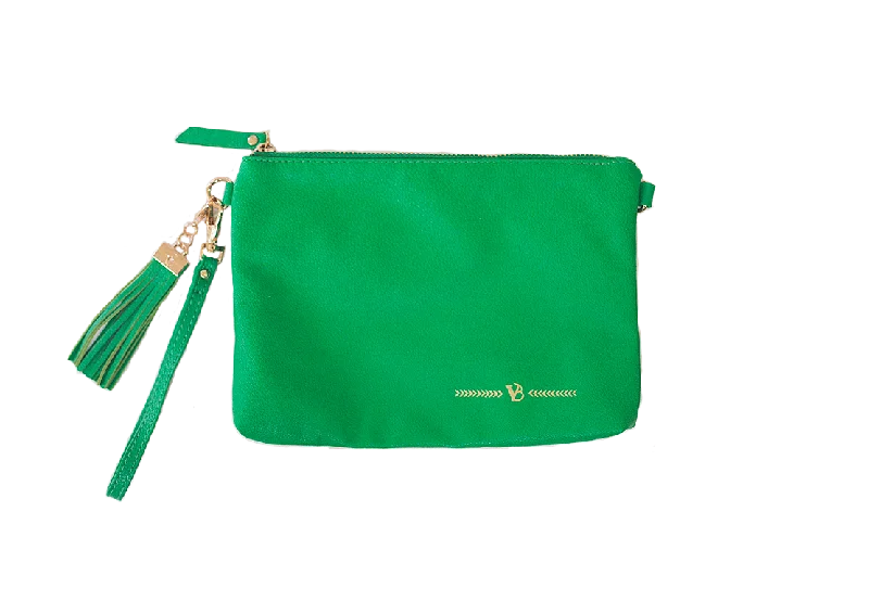 Handle bags with artistic prints for creativity -Simple Clutch- Kelly Green