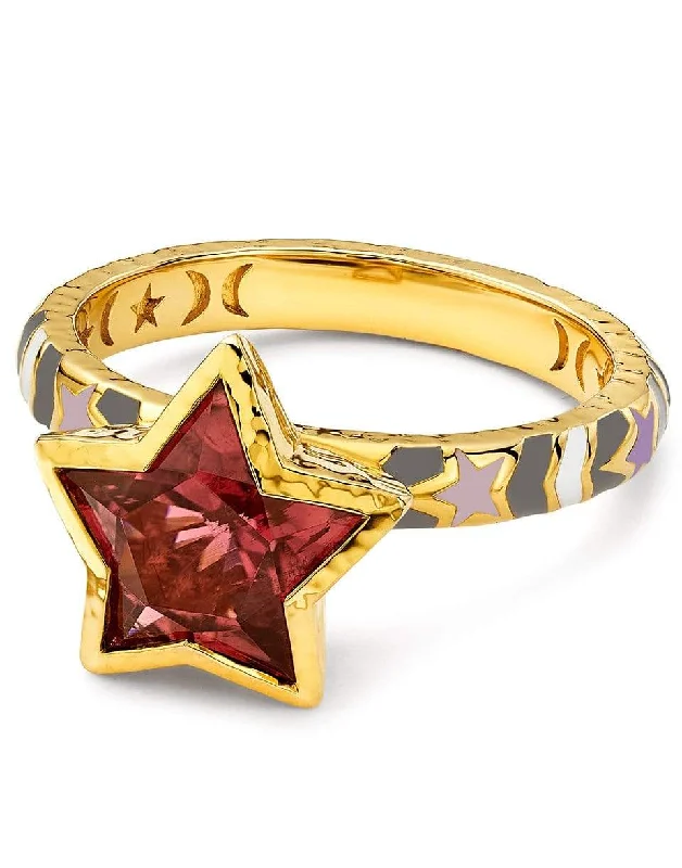 High Waisted Jeans for Shape -Pink Tourmaline Star Skinny Band Ring