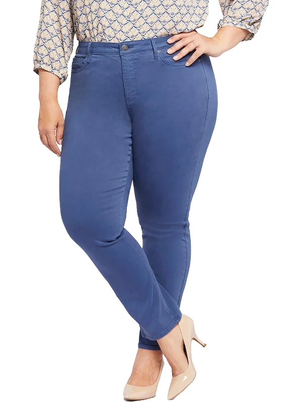 Holiday Jeans for Festive -Plus Sheri Slim Womens Mid-Rise Stretch Straight Leg Jeans