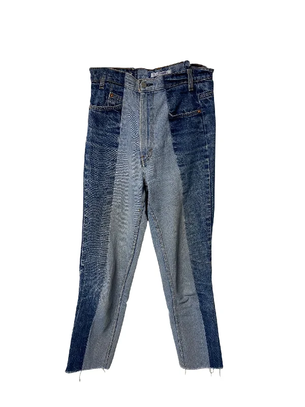 Birthday Jeans for Celebration -E.L.V. Contrast Straight Leg Jeans in Blue Denim