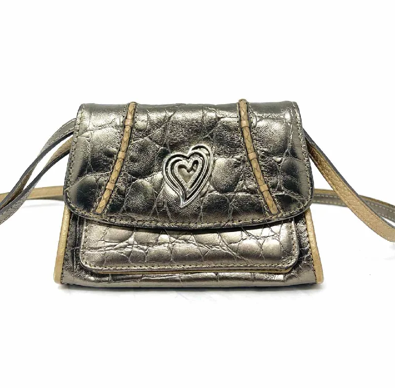 Handle bags with monogram designs for personalization -Brighton Pewter Reptile Metallic Designer Purse