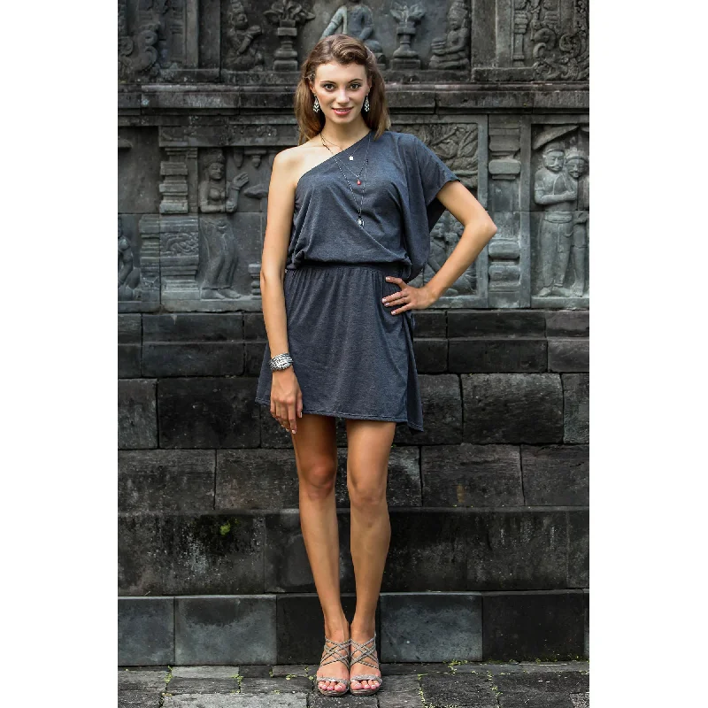 Sequined One-piece Dress for Sparkle -Graphite Grey Starlet One-Shoulder Dress