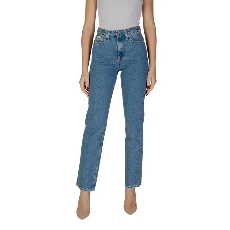 Stretchy knit tight trousers for women with soft fabric and relaxed fit -Calvin Klein Jeans  Cotton Jeans & Women's Pant