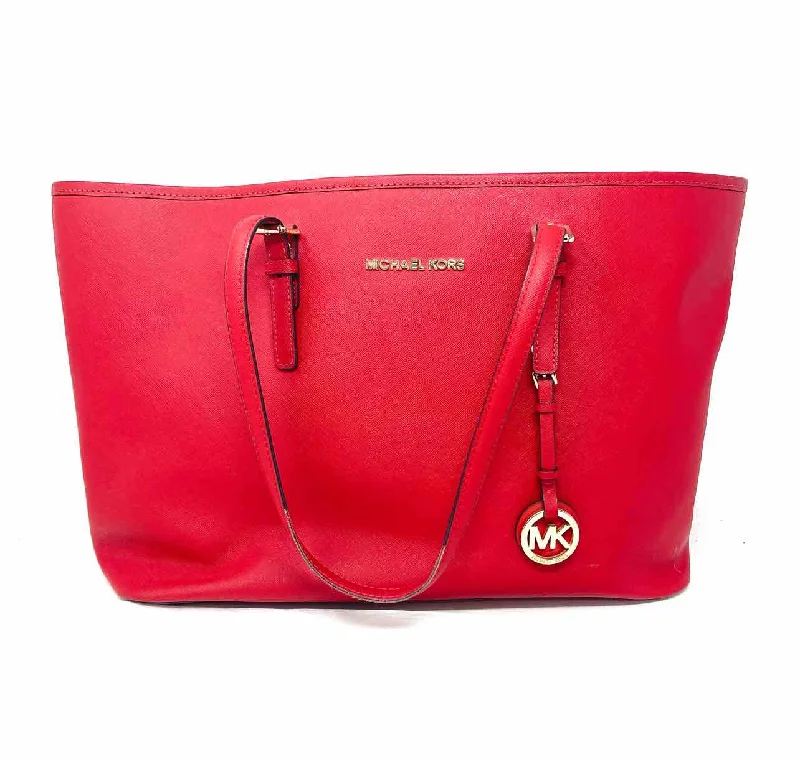 Handle bags with expandable sides for flexibility -Michael Michael Kors Red Saffiano AS IS Designer Tote