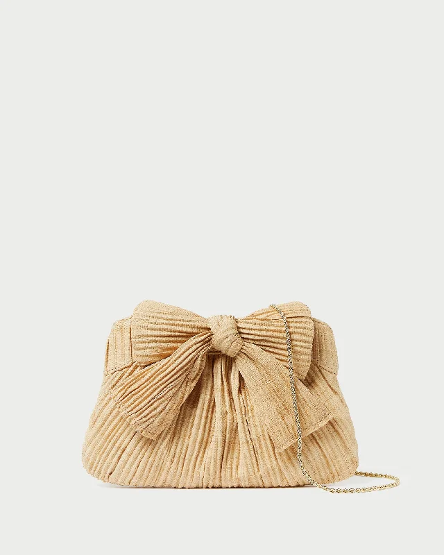 Handle bags with durable hemp for sustainability -Rayne Natural Bow Clutch