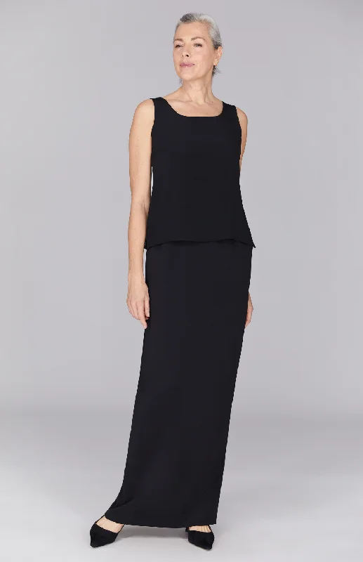 Black Dresses for Versatile -Silk Essential Long Skirt