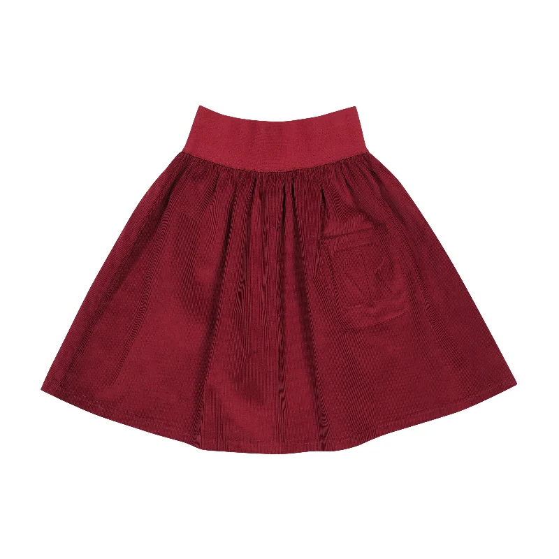 Yellow Dresses for Bright -Retrokid Wine Hazel Cords Girls Pocket Skirt