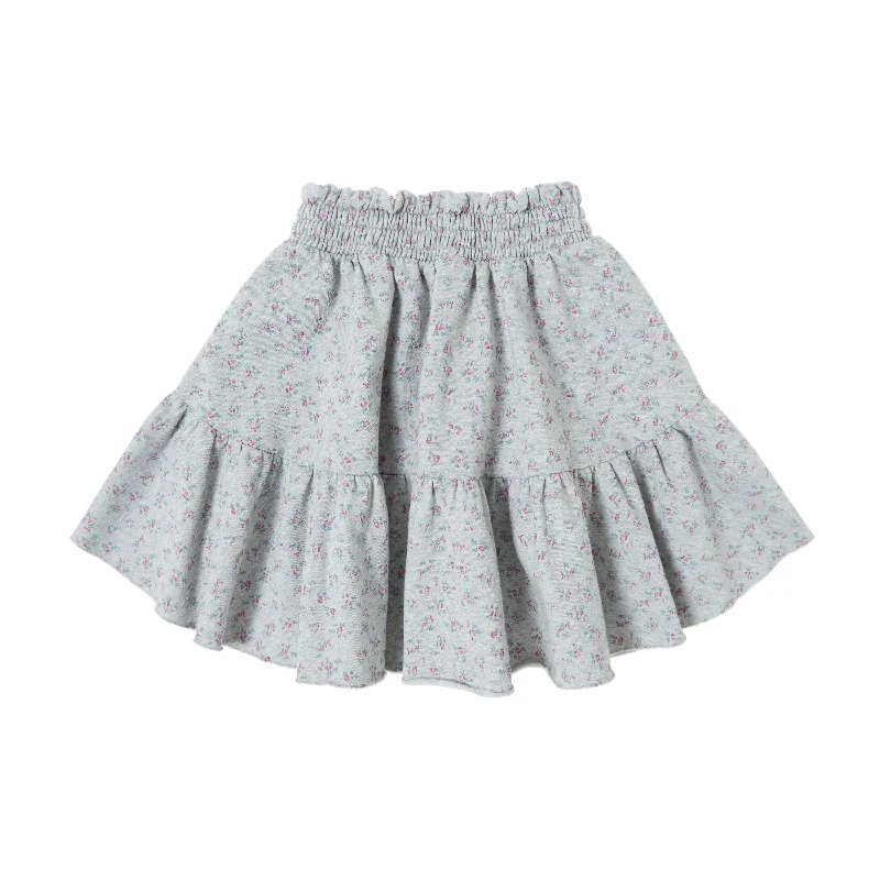 Animal Print Dresses for Fun -Tocoto Vintage Vigorous Grey Plush Mini Skirt Flowers Print