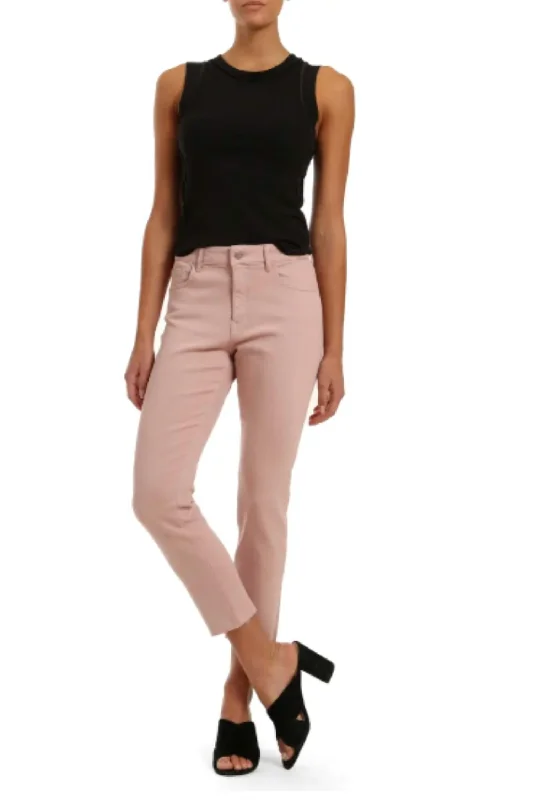 Rolled Shorts Jeans for Style -Viola Raw Ankle Straight Leg Jeans In Pale Pink