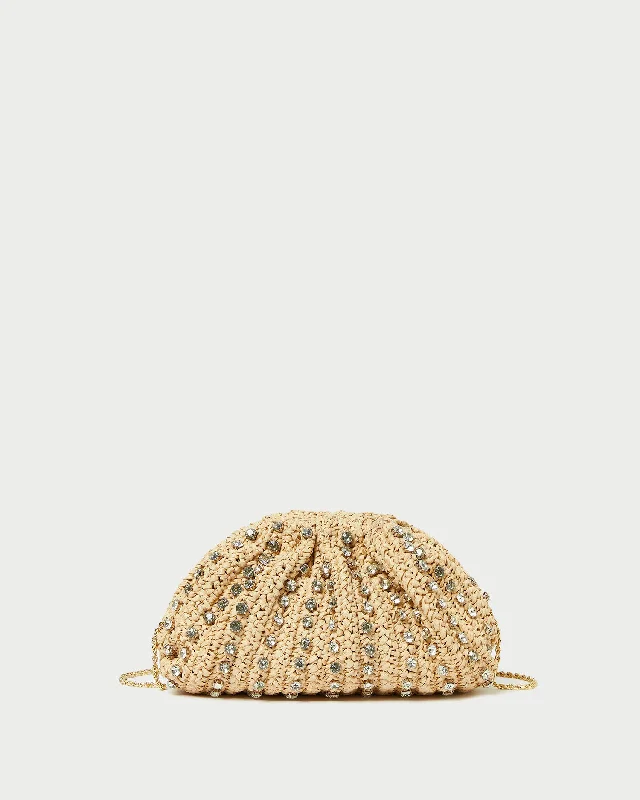 Handle bags with pastel colors for softness -Bailey Natural/Crystal Dome Clutch