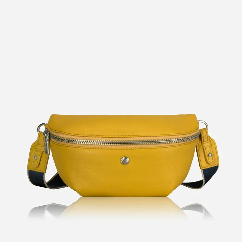 Handle bags with reinforced stitching for durability -Osaka Slim Ladies Leather Waist Bag, Sunflower Yellow