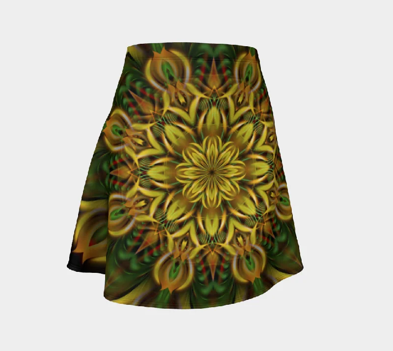 Polyester Dresses for Durable -ALIEN SUNFLOWER FLARE SKIRT