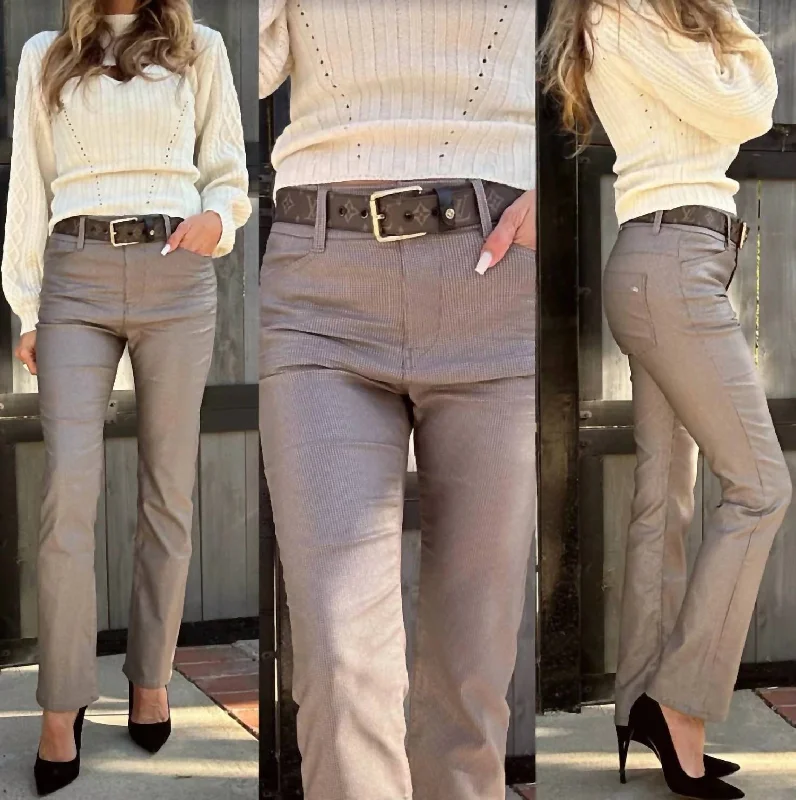 High-waisted tight trousers for women with pleated front and polished design -Novel Pant In Taupe