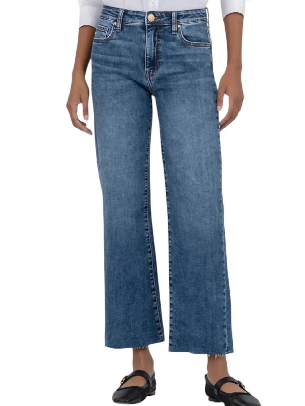 Mini Shorts Jeans for Youthful -Charlotte High Rise Wide Leg Jeans In Commendatory With Medium Base Wash