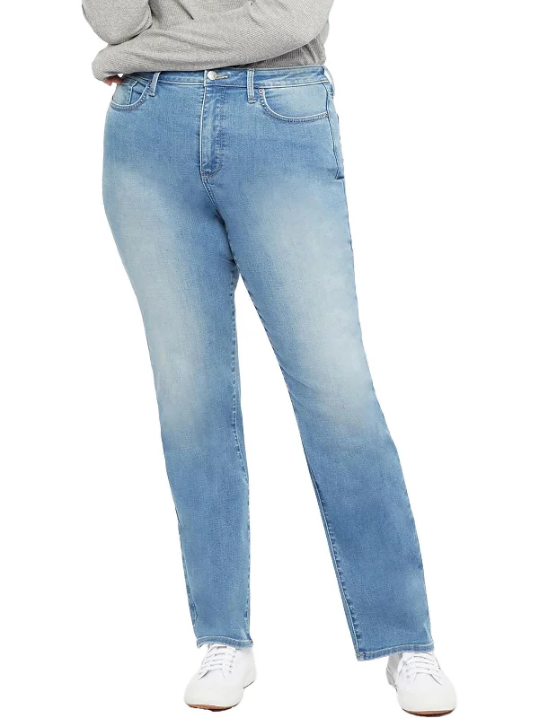 Blue Jeans for Everyday Wear -Plus Womens Relaxed Light Wash Straight Leg Jeans