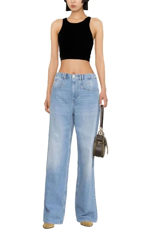 Work Jeans for Tough Jobs -Lemony Wide Leg Jeans In Light Blue