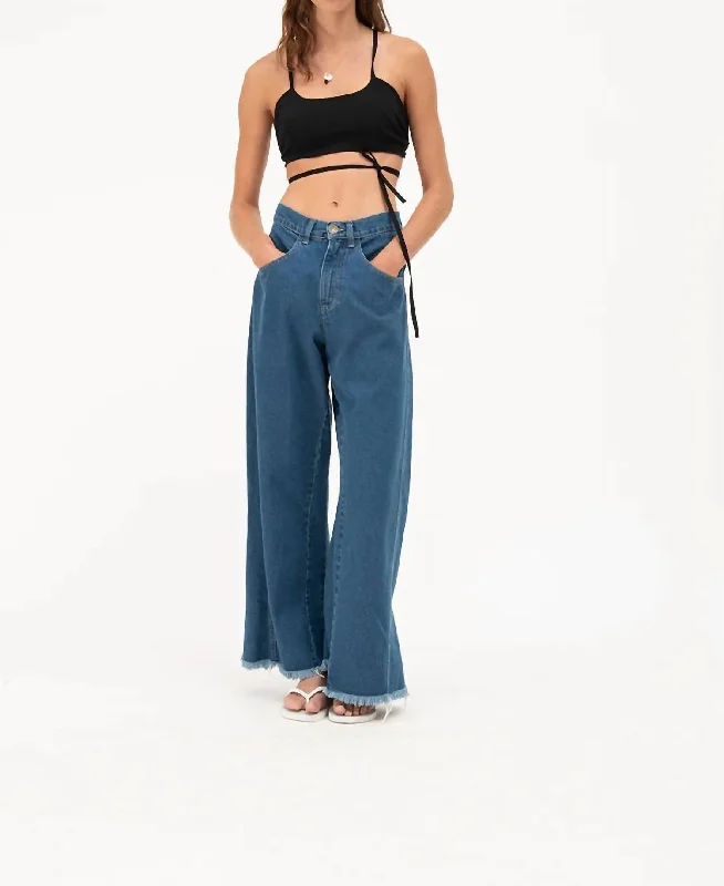 Cropped Jeans for Summer Look -Asimetrico Wide Leg Jeans In Denim