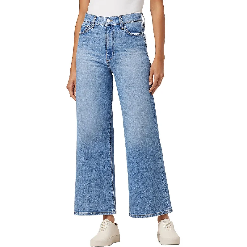 Side Pocket Jeans for Extra -Womens Denim Faded Wide Leg Jeans