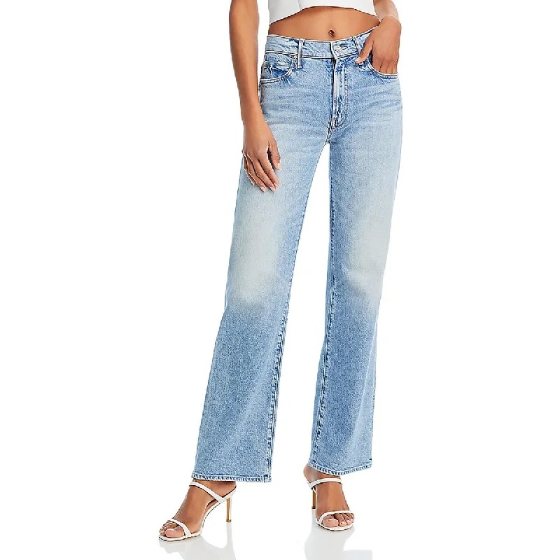 Cropped Jeans for Summer Look -Womens High Rise Faded Straight Leg Jeans