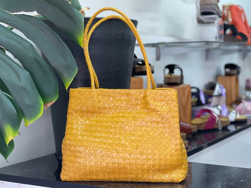 Handle bags with padded straps for comfort -Sasha Weave Rhiannon Yellow