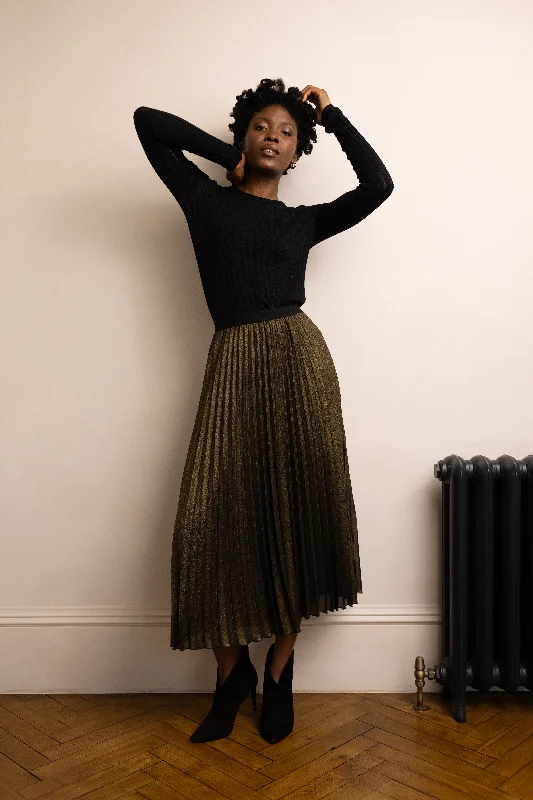 Geometric Dresses for Modern -Mia Gold Pleated Skirt