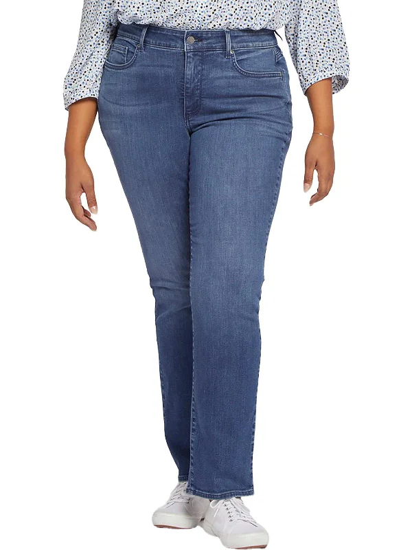 Blue Jeans for Everyday Wear -Plus Marilyn Womens Tencel Denim Straight Leg Jeans