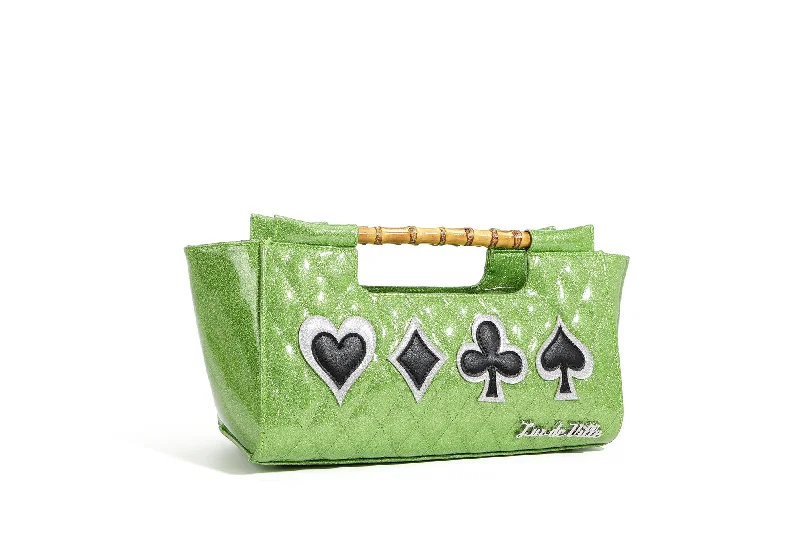 Handle bags with sleek silhouettes for fashion -Envy Green Sparkle Paradise Card Clutch