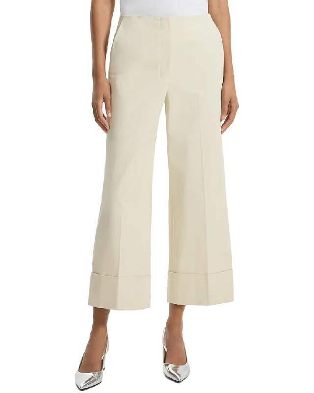 Tight trousers for women with cropped style and chic, modern finish -Theory High-Waist Cuffed Pant