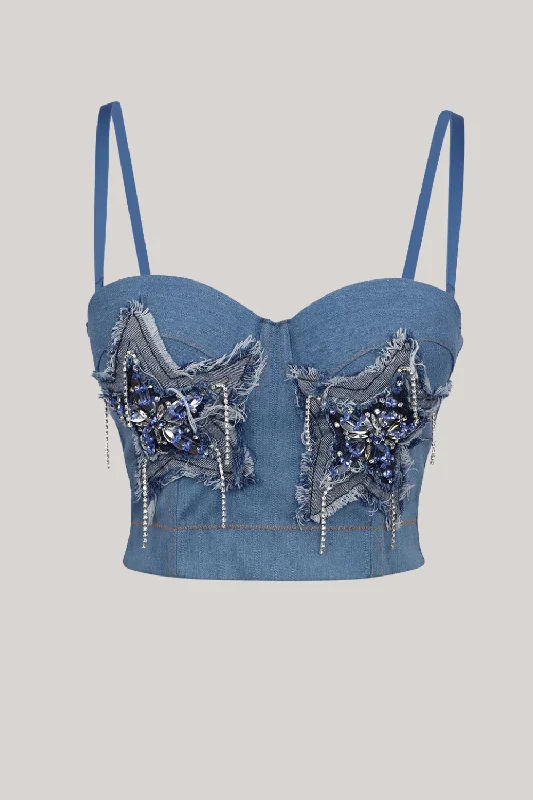 Carpenter Jeans for Function -Sparkly Blue Jeans Corset Top With Stars