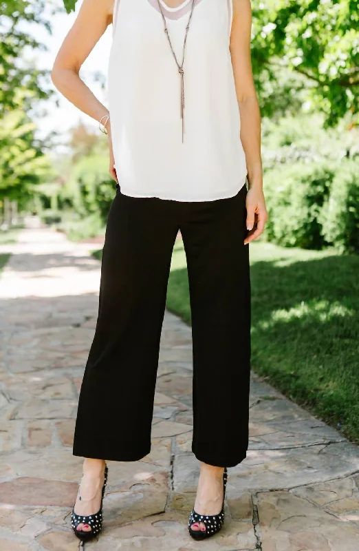 Bright colored tight trousers for women with striking hues for bold statement -Flare Slit Crop Pant In Black