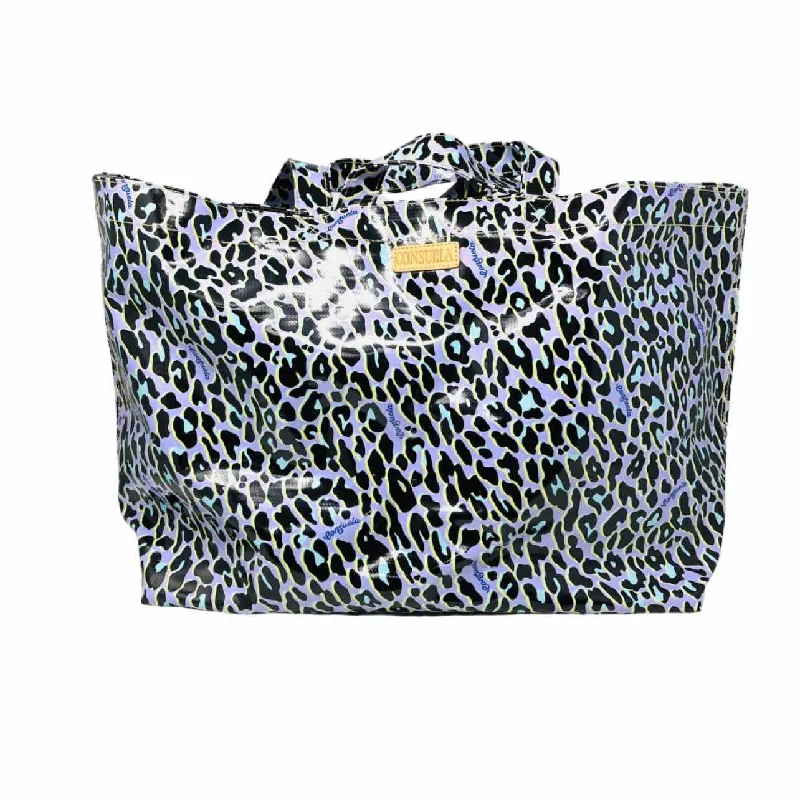 Durable handle bags for heavy-duty everyday use -Consuela Size XL Pu/Bk/Bl Animal Print Vinyl Designer Tote