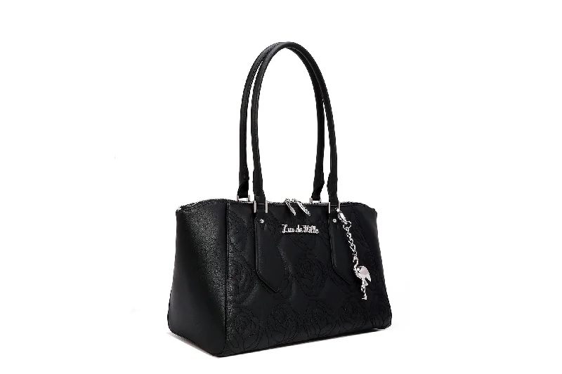 Handle bags with contrast stitching for detail -Black Safari Tote