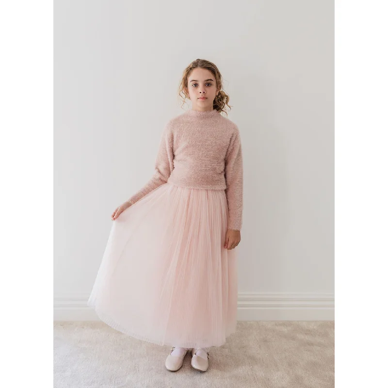 Silk Dresses for Luxurious -Gold Label By Petite Amalie Antique Rose Pleated Tulle Full Skirt