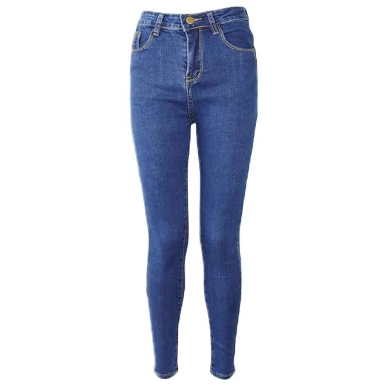 Denim Jeans for Durability -Women's Denim High Waist Stretch Pencil Pants Full Length Jeans