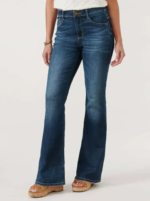 Tight trousers for women with cropped style and chic, modern finish -"ab"solution High Rise Flare Jeans In Indigo