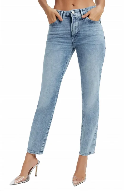 Gray Jeans for Neutral Tone -Classic High Waist Straight Leg Jeans In Indigo301