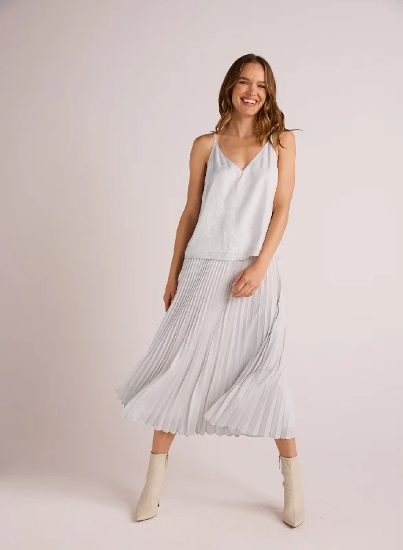 Wrap Dresses for Adjustable -Hand Pleated Midi Skirt - Metallic Opal