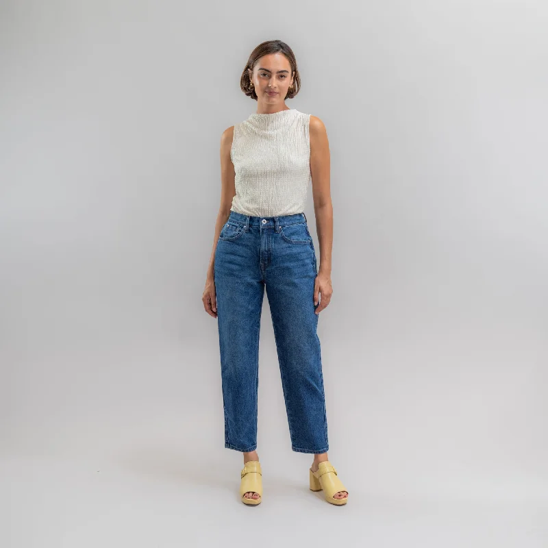 Leather Trim Jeans for Luxury -True Mom Jeans