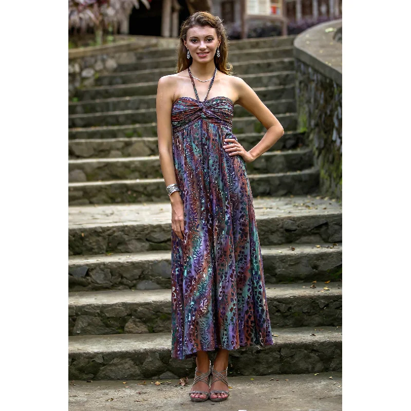 One-piece Dress with Zipper for Convenience -Bali Empress Multicolor Batik Dress