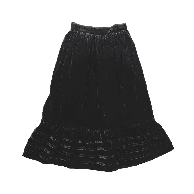 Spandex Dresses for Flexible -Petite Amalie Black Velvet Pleated Skirt Midi (This Skirt in Midi)