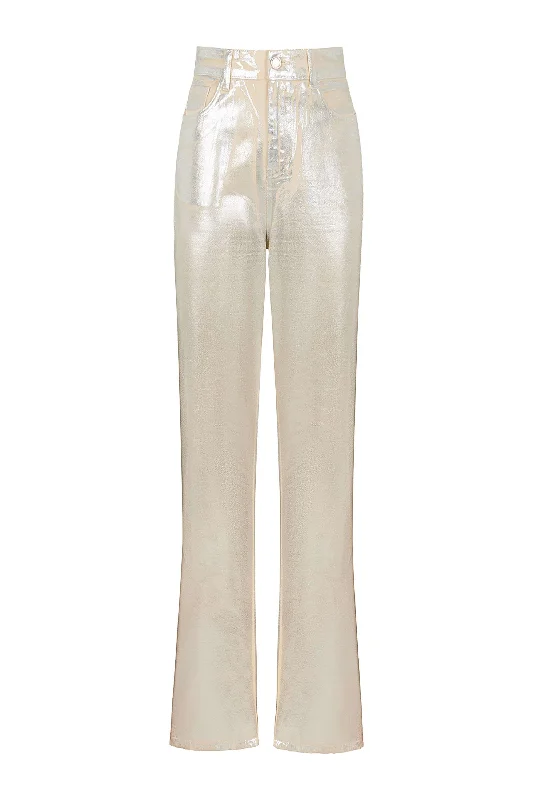 Affordable Jeans for Budget -Metallic Straight Leg Jeans