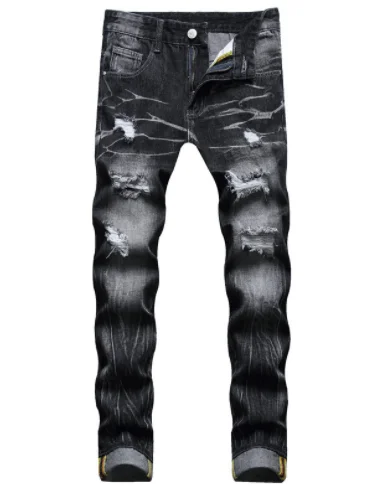 Party Jeans for Night Out -Men Vintage Distressed Denim Jeans Trousers Pants