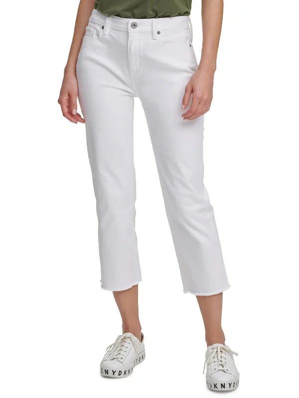 Embroidered Jeans for Detail -Juniors Rivington Womens Cropped Mid Rise Straight Leg Jeans