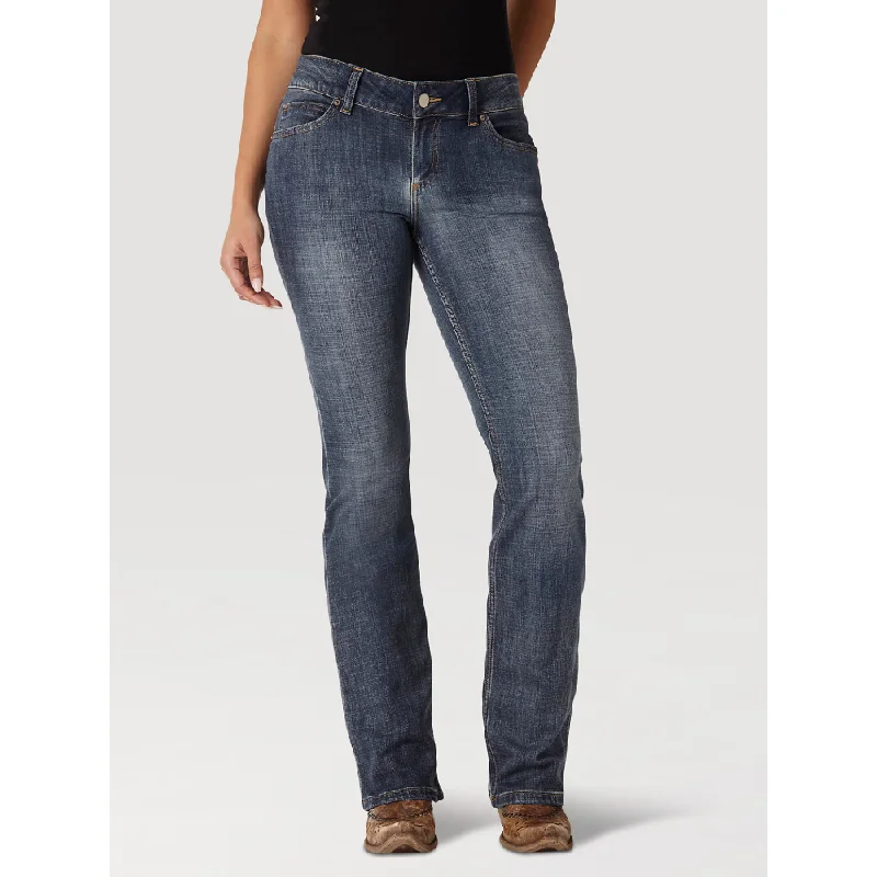 Relaxed Jeans for Comfortable -Wrangler Womens Mid Rise Bootcut Jeans In AH Wash - 1009MWZAH