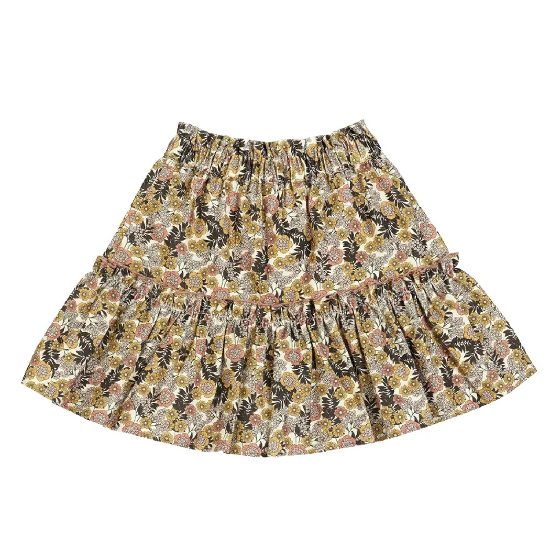 Khaki Dresses for Casual -Cera Una Volta Marzia Skirt Multicolor Flower