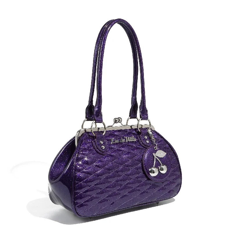 Handle bags with neutral leather for elegance -Poisonous Purple Wild Cherry Kiss Lock