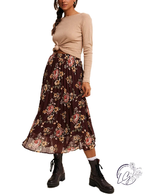 Vintage Dresses for Nostalgia -Rustic Rose Chiffon Maxi Skirt